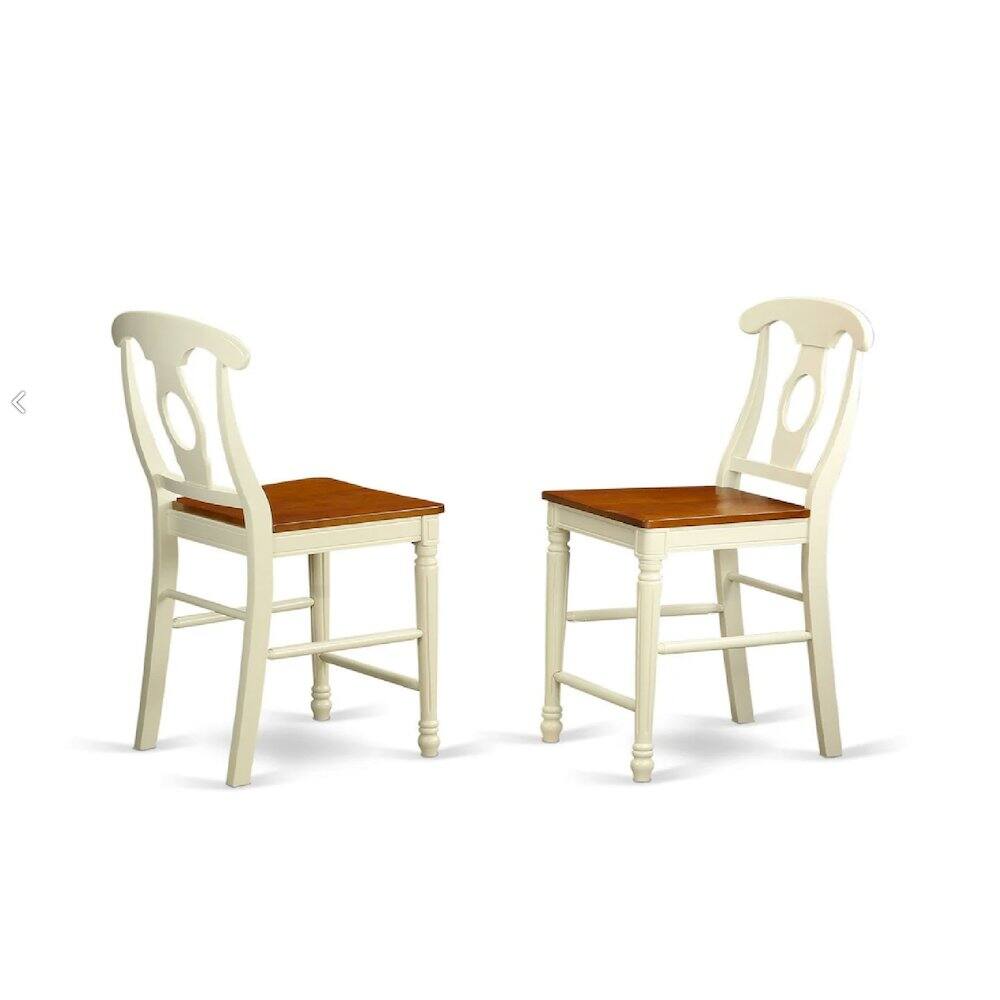 Angle. East West Furniture - 3 Pc counter height Dining room set - counter height Table and 2 Dining Chairs. - Buttermilk & Cherry.