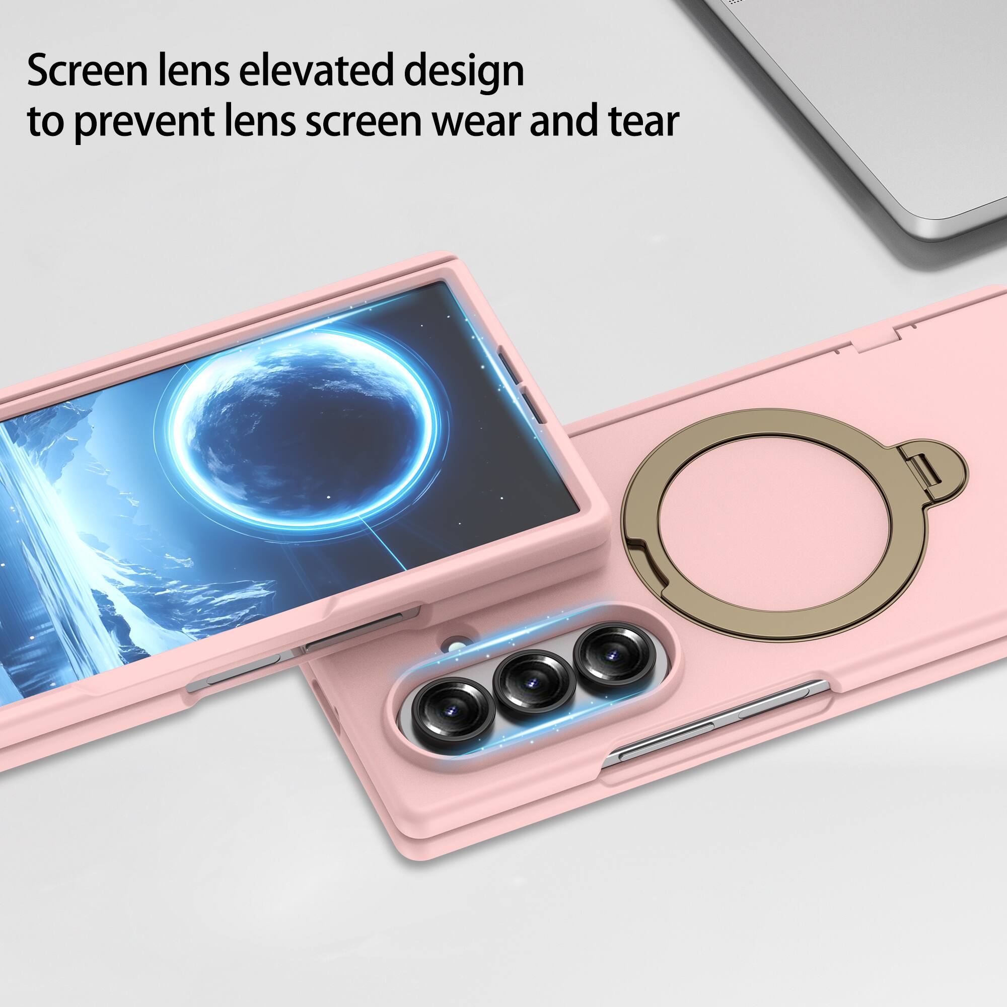 Screen lens elevated design to prevent lens screen wear and tear