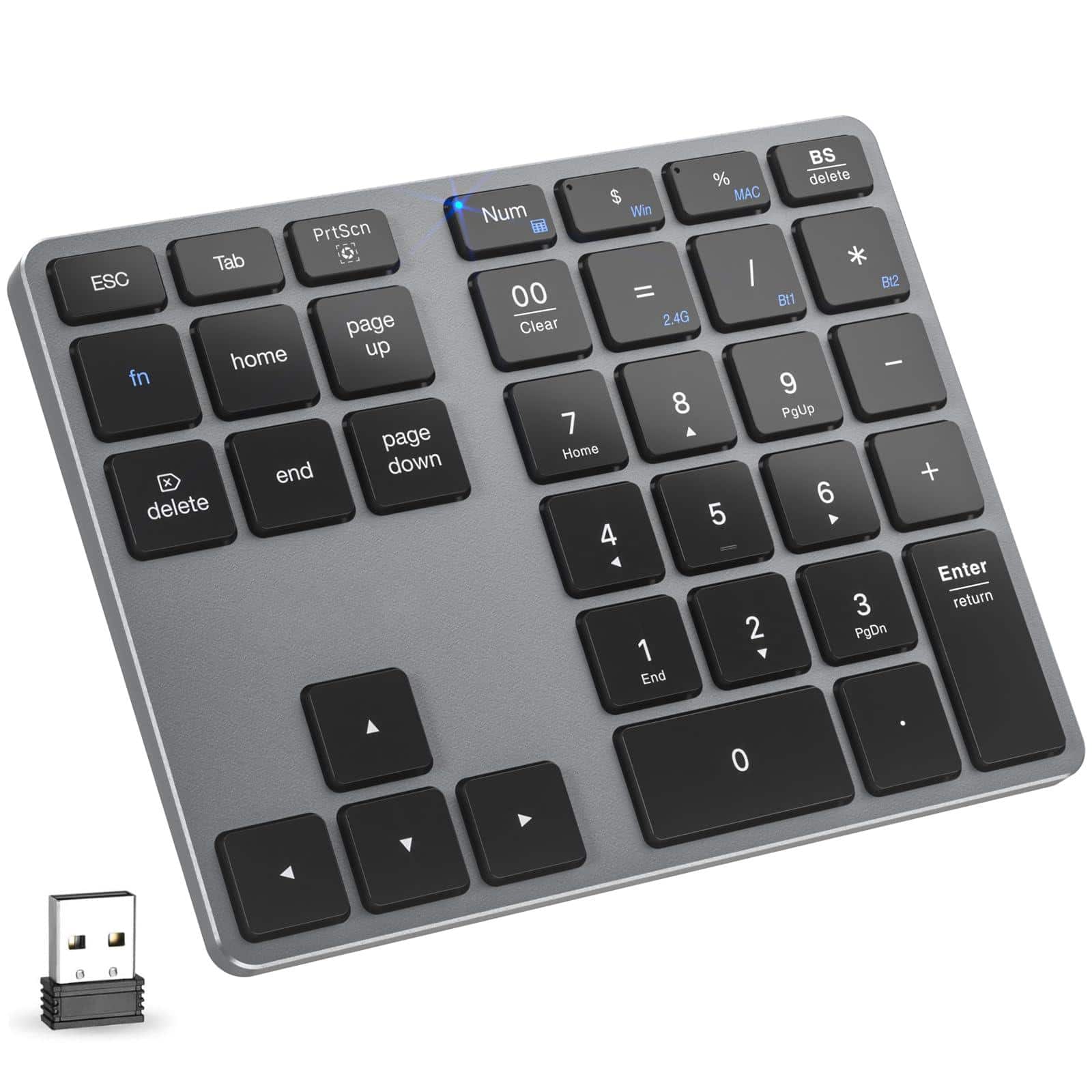 Comfort Essence - Wireless Number Pad - Numeric Keypad Silent Usb Keypads Portable Financial Accounting Numpad For - Bluetooth Gray