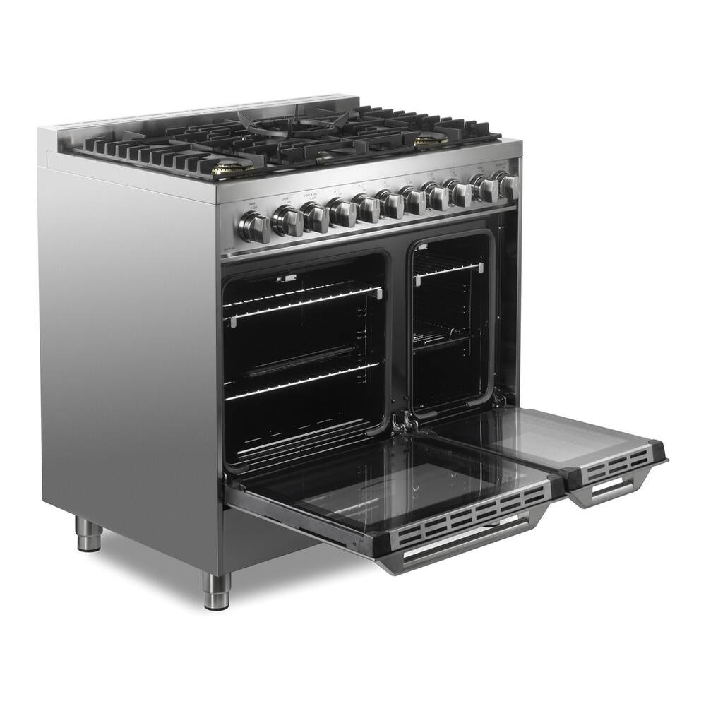 Alt View 10. Verona - Verona Ultima Series 36 in. Double Oven Gas Range with 5 Sealed Burners (Stainless Steel) - Stainless Steel.