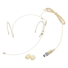 Unique Bargains - Ear Hook Headset Microphone Double Over Ear Omnidirectional Wired Condenser with Mini XLR 4 Pin Screw Plug 3.9ft Cable - Beige