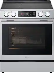 LG - 6.3 Cu. Ft. Slide-in Electric Induction True Convection Smart Range with WideView Window and Flex Control Knobs - Stainless Steel - Front_Zoom