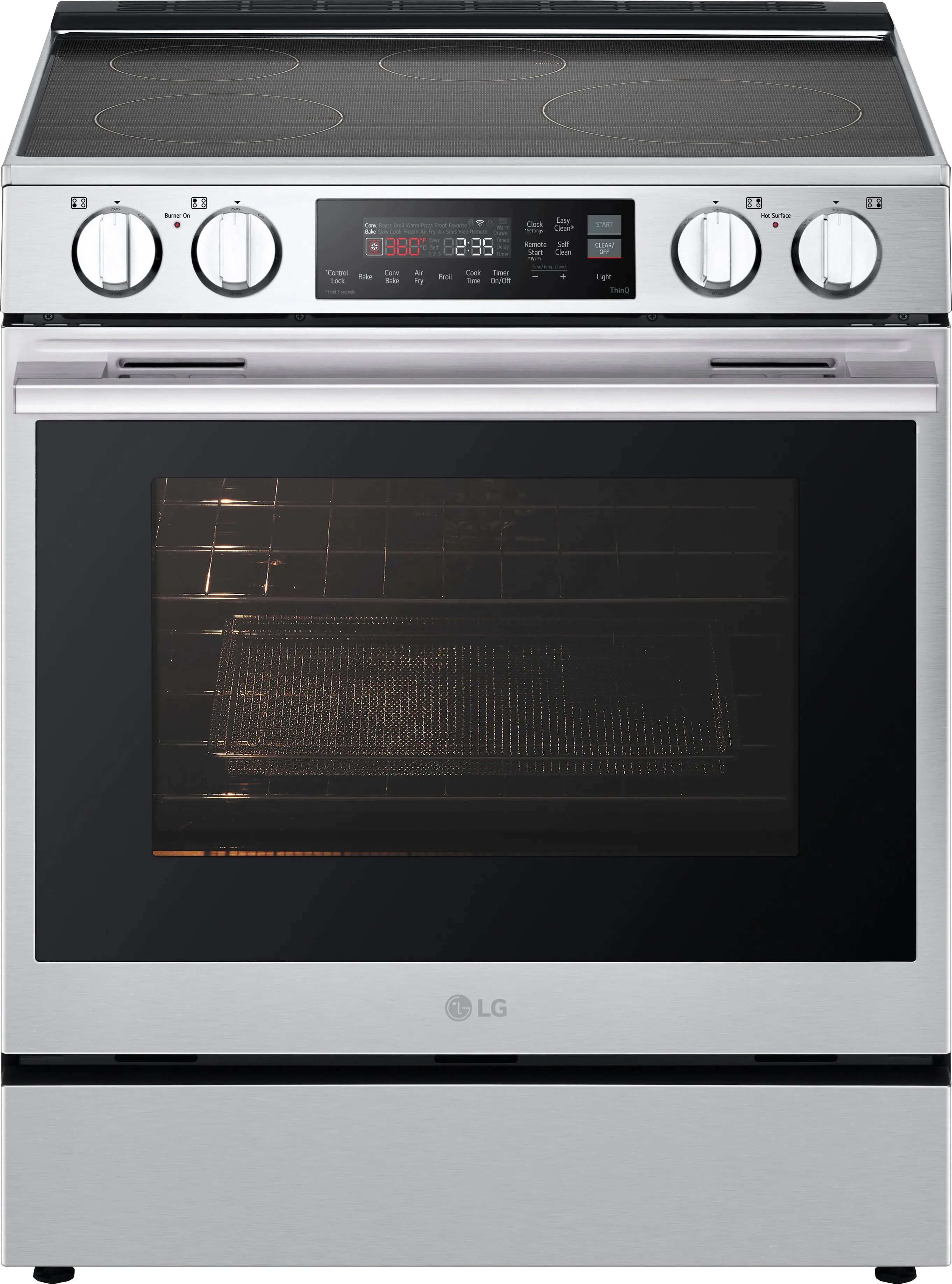 LG - 6.3 Cu. Ft. Slide-in Electric Induction True Convection Smart Range with WideView Window and Flex Control Knobs - Stainless Steel