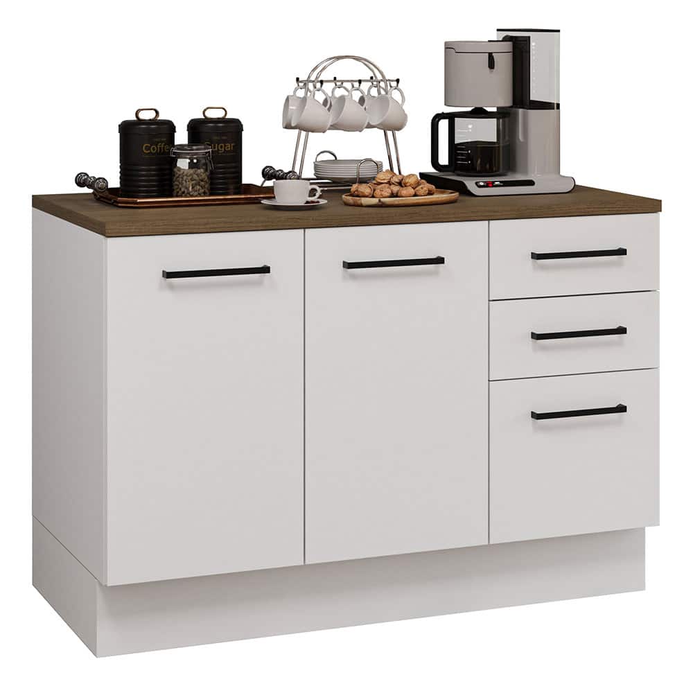 Madesa - Coffee Bar Cabinet with 2 Doors and 3 Drawers Unit for Organizing Coffee Makers, Supplies, and Snacks – - White