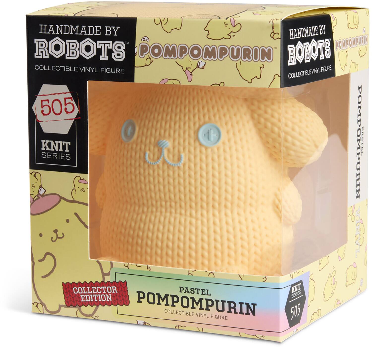 HANDMADE BY ROBOTS  
POMPOMPURIN  
COLLECTIBLE VINYL FIGURE  
505 KNIT SERIES  
COLLECTOR EDITION  
PASTEL POMPOMPURIN  
COLLECTIBLE VINYL FIGURE