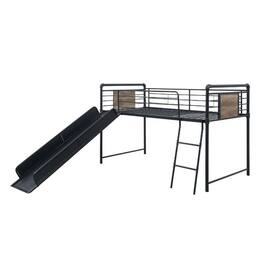 Manhattan Lane - Twin Loft Bed with Tubular Metal Frame and Slide - Bronze
