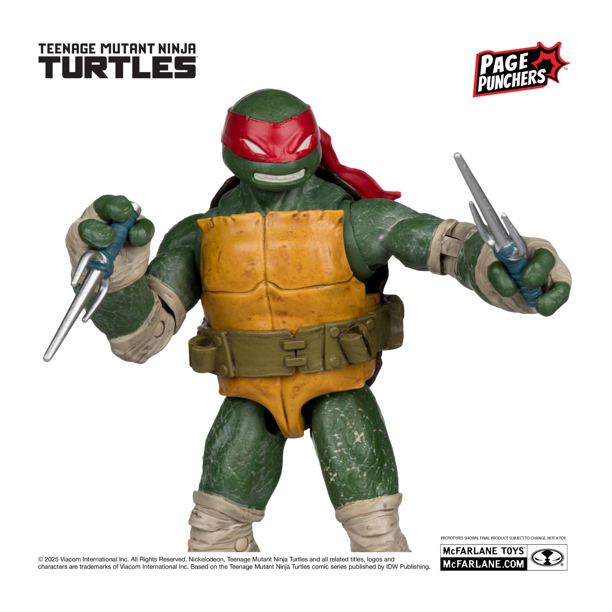 TEENAGE MUTANT NINJA TURTLES PAGE PUNCHERS Pcm V P MODK LIFWS SON - o McFARLANE TOYS C 2025 Viacom International Inc. All rights reserved. Nickelodeon, Teenage Mutant Ninja Turtles and all related titles, logos and characters are trademarks of Viacom International Inc. Based on the Teenage Mutant Ninja Turtles comic series published by IDW Publishing. McFARLANE.COM