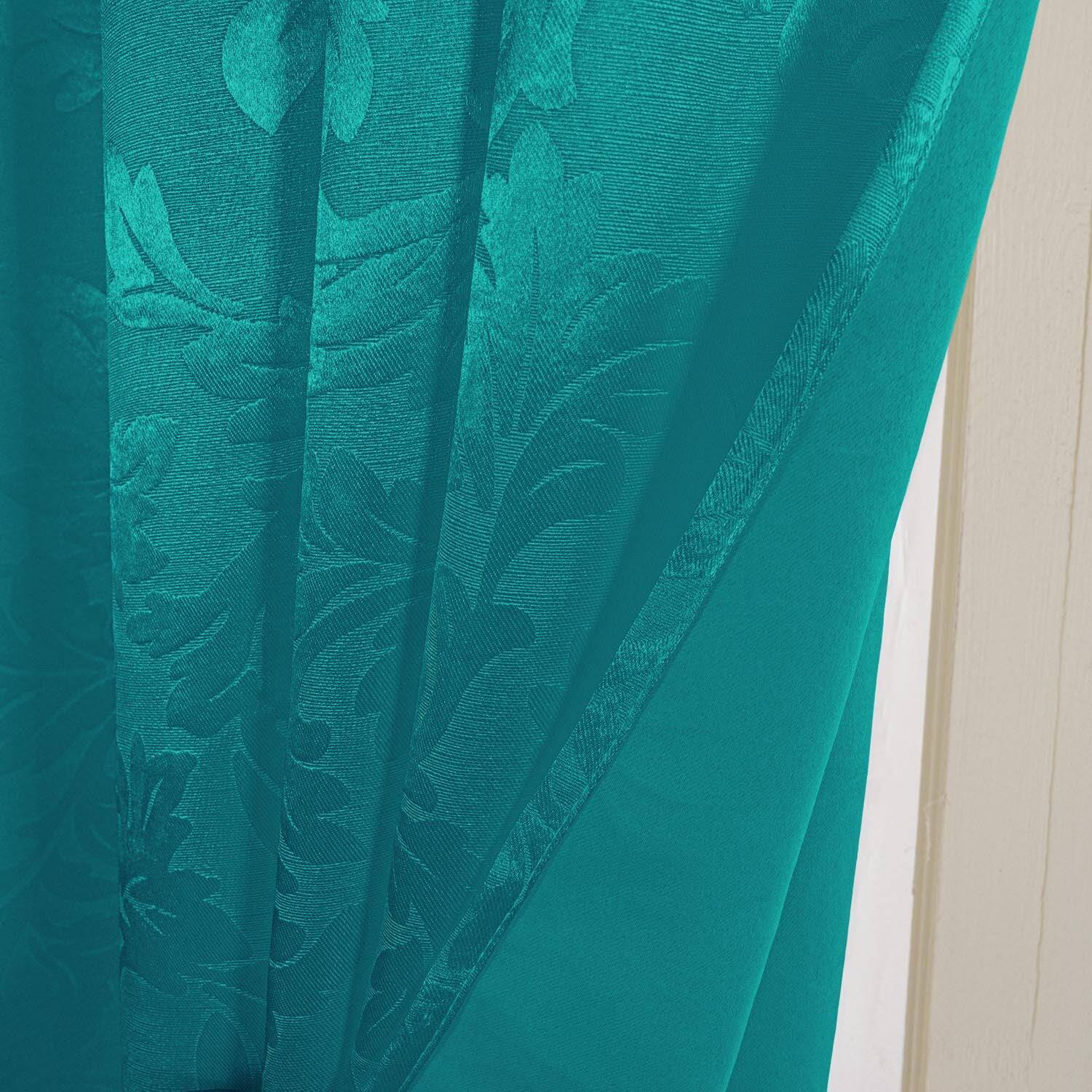 Alt View 1. Olivia Gray - Olivia Gray 100% Polyester 200 GSM Dyson Embossed Blackout Grommet Curtain Panel 54" x 84" Teal - Teal.
