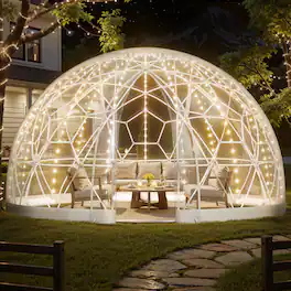 VEVOR - Outdoor clear bubble tent, 15 x 9.5 ft Outdoor Clear Bubble Tent for 10-14 Person, Weatherproof Geodesic Dome Greenhouse - White + Transparent