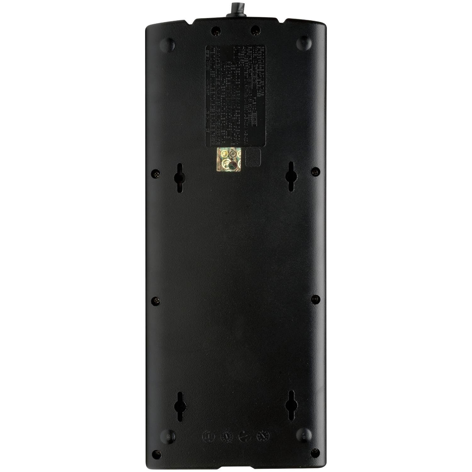 Left. Tripp Lite - Tripp Lite By Eaton 2,160 Joules, Power Strip Surge Protector With Telephone And Modem Protection, 12 Outlets - Black.