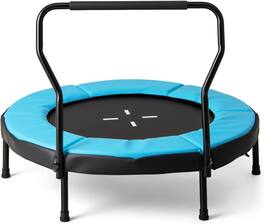 Gymax - 40'' Trampoline for Kids Indoor/Outdoor Fitness Trampoline w/ Foam Handlebar - Blue