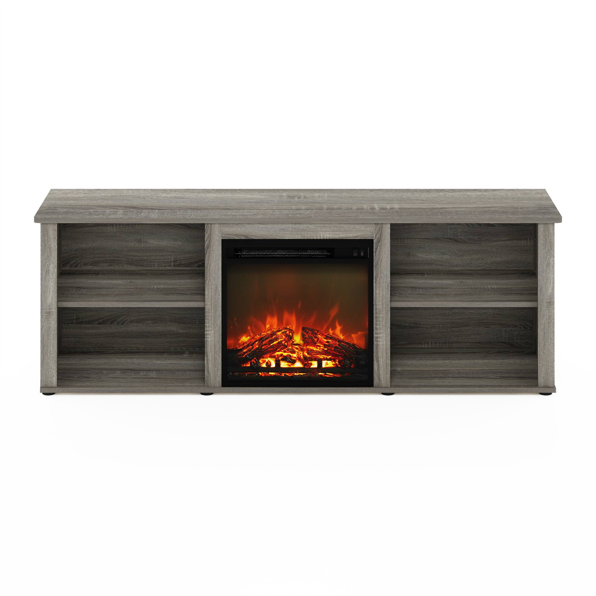 Alt View 2. Furinno - Classic 70 Inch TV Stand, TV Entertainment Center with Fireplace - French Oak Grey.
