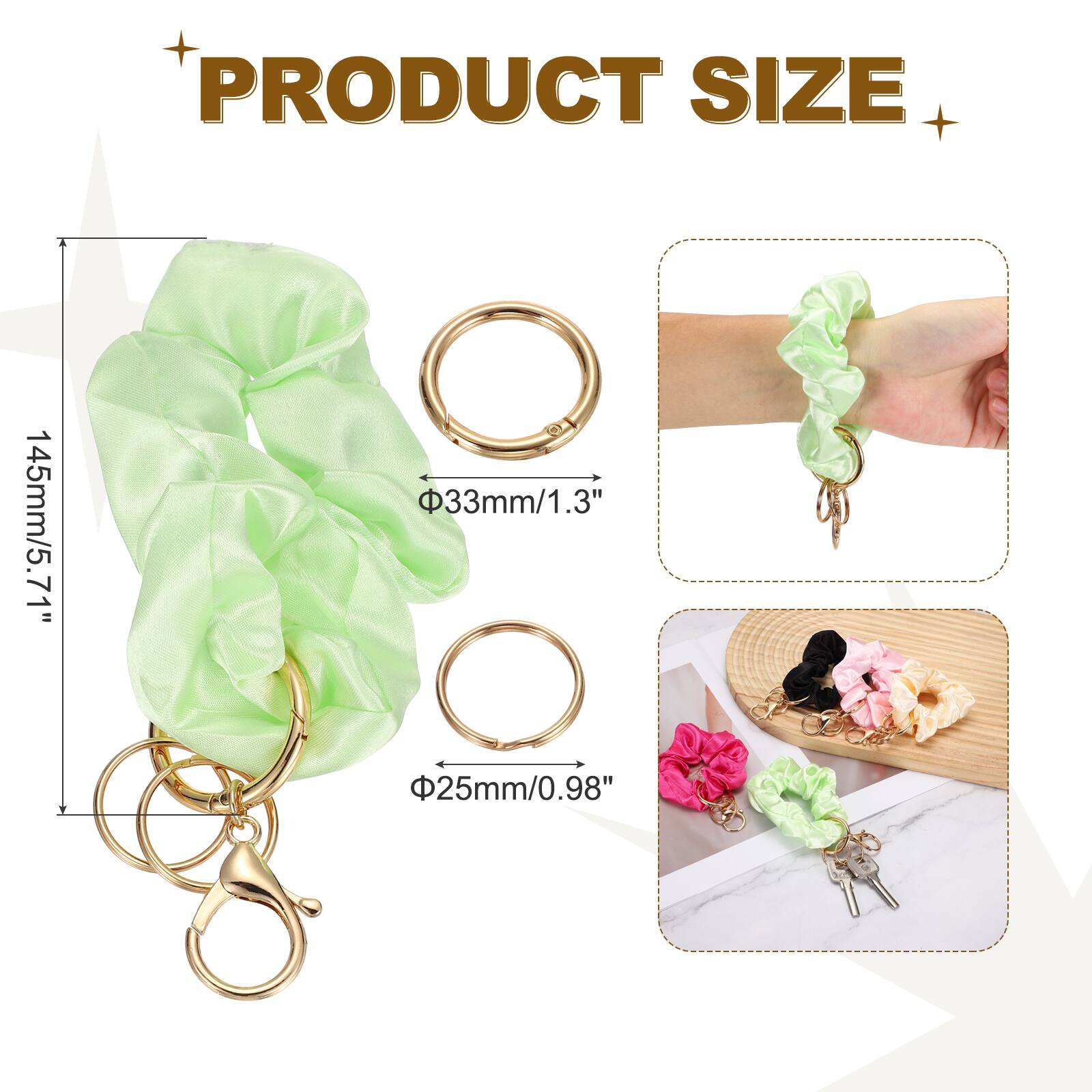Unique Bargains Round Scrunchie Keychain Wristlet, Stretchy Removable ...