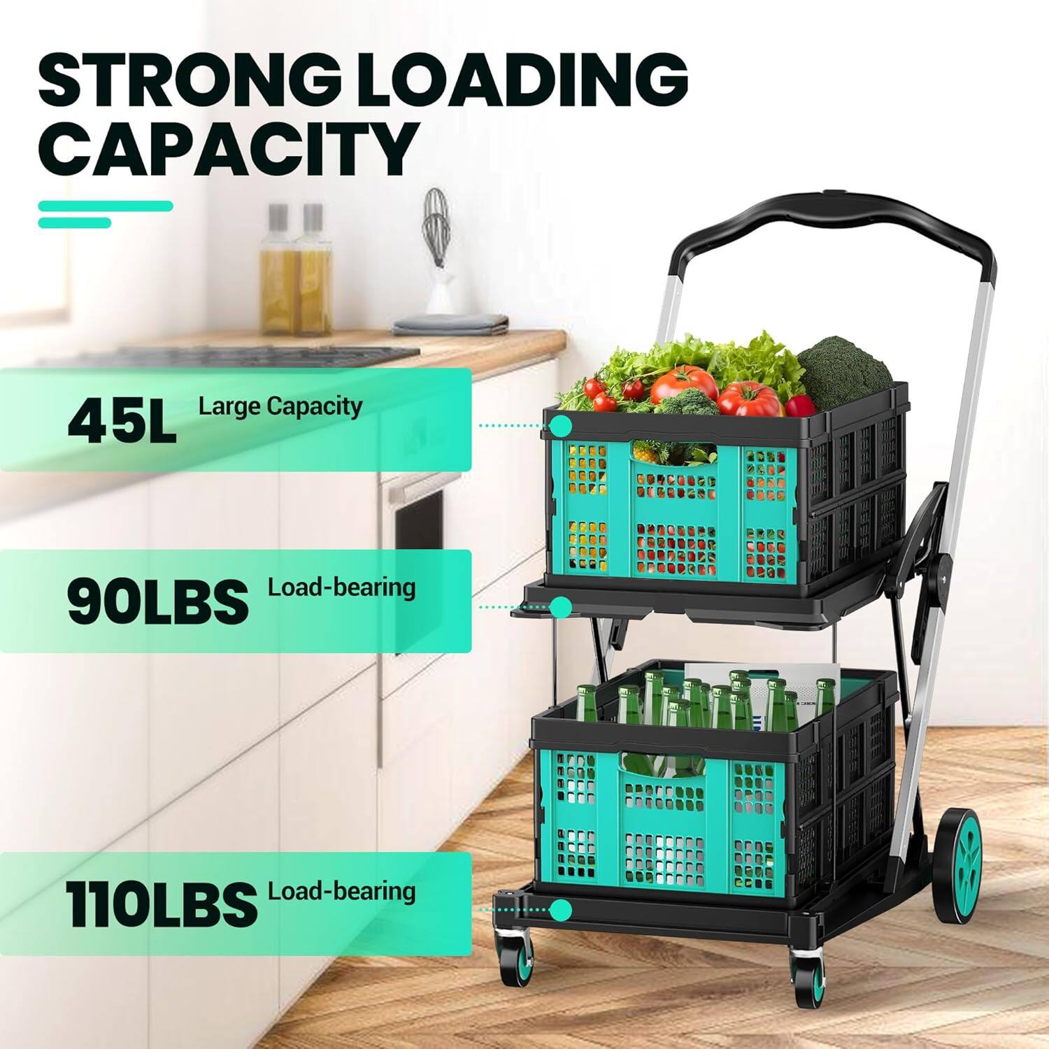 STRONG LOADING CAPACITY
45L Large Capacity
90LBS Load-bearing
110LBS Load-bearing