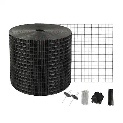 Front. VEVOR - 6 inch x 100ft Solar Panel Bird Guard, Critter Guard Roll Kit with 60pcs Aluminum Alloy Fasteners, Solar Panel Guard - Black.