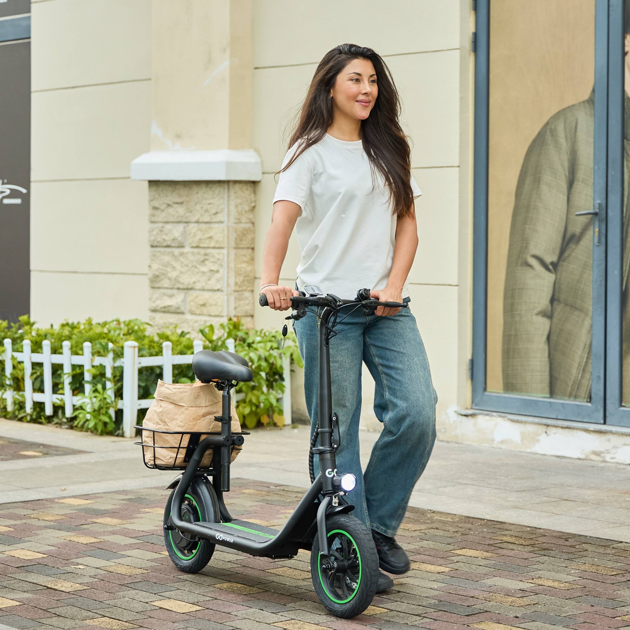 Alt View 2. GoPowerBike - GoPowerBike GoFlow Electric Scooter with Seat | UL2272 Certified - Black.