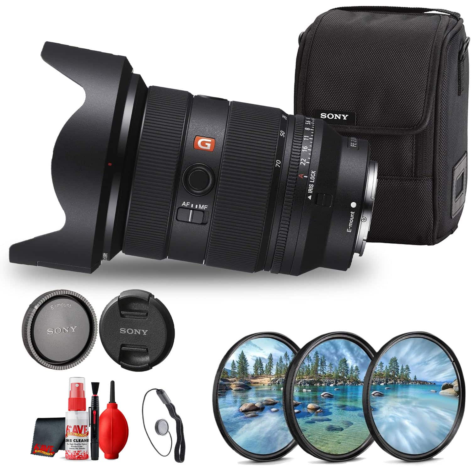 Sony - FE 24-70mm f/2.8 GM II Lens Bundle + Filter Kit + Cap Keeper + Cleaning Kit Accessories - Black