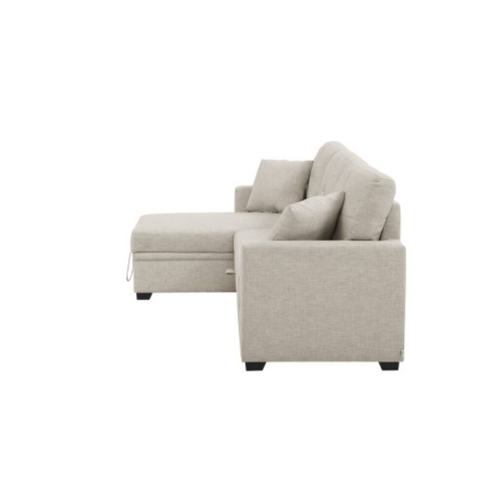 Alt View 4. LUCKY ONE - L-Shaped Modular Sleeper Sectional Sofa Bed with Pull-Out Bed, Hidden Storage, Tufted Cushions - Beige.