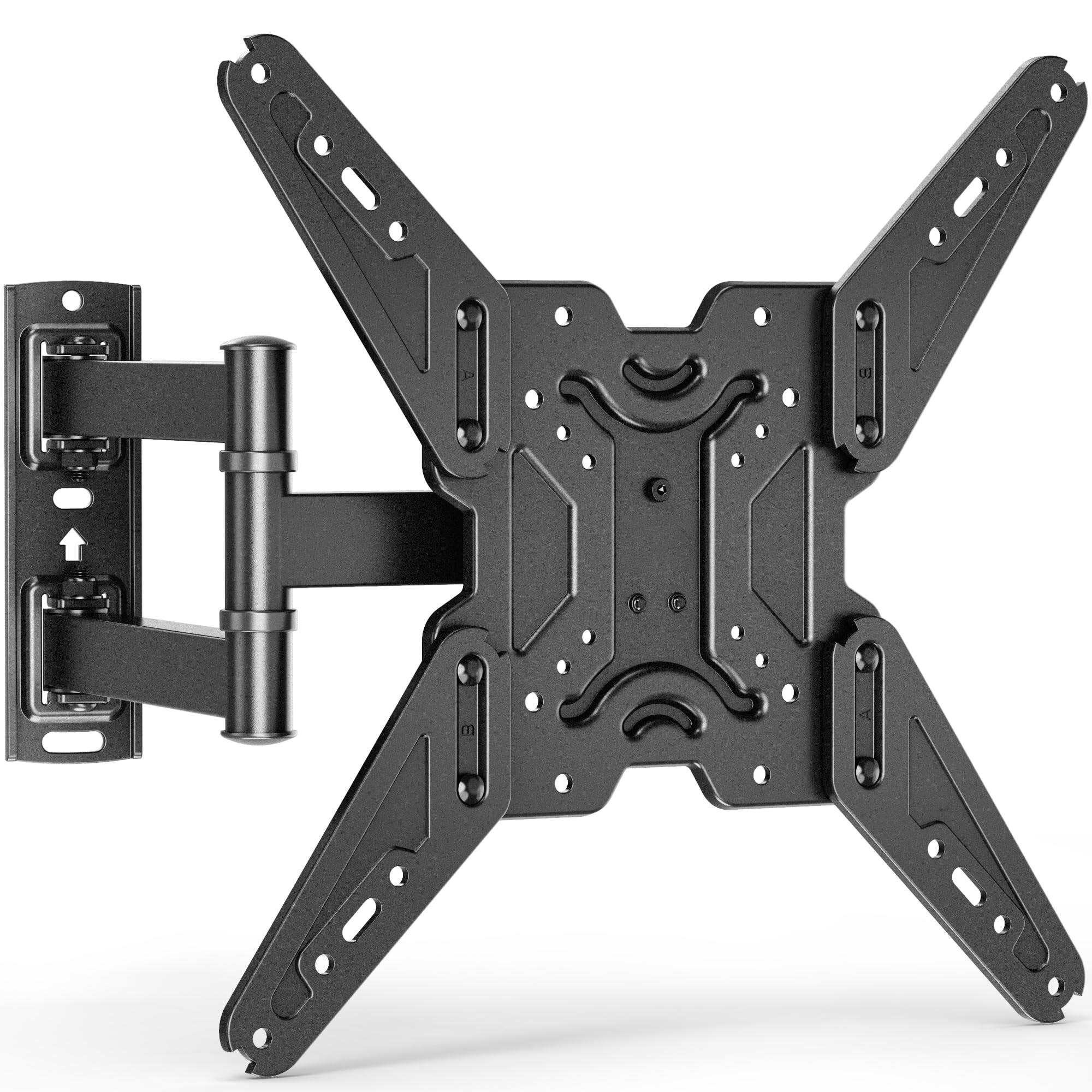 Front. Dazzed Corner - Full Motion Corner TV Wall Mount for 32‑65" TVs, Articulating Swivel Tilt Bracket, 400x400 VESA - Black.