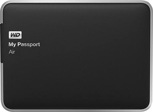 Front Standard. WD - My Passport Air 1TB External USB 3.0 Portable Hard Drive - Black.