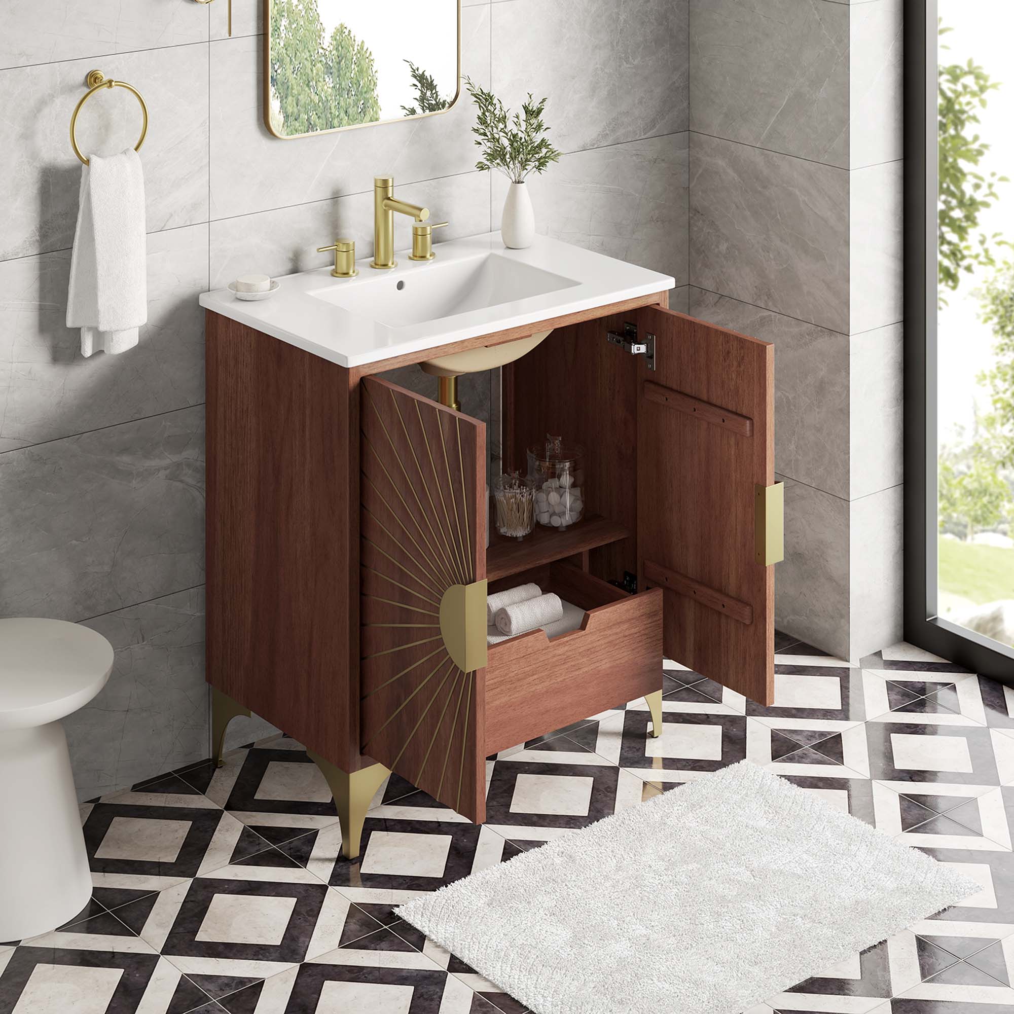 Alt View 1. Modway - Daylight Bathroom Vanity Basin Included by Modway - White Walnut.