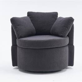 SlickBlue - Swivel Storage Chair Comfortable Lounge Seat with Back Cushion for Living Room - Dark Gray