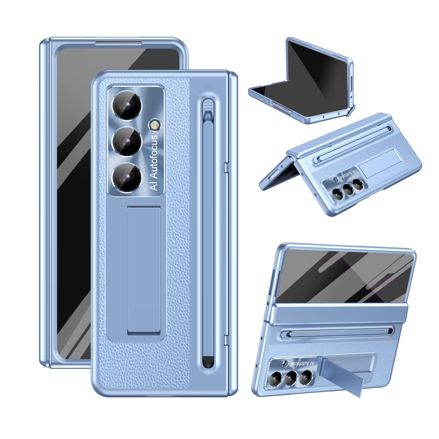 Stock Preferred - Hinge Stand Case with Screen Protector & Slim Stylus For Samsung Galaxy Z Fold7 - Blue