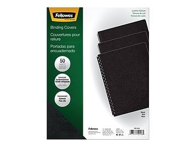 Fellowes Binding Covers  
Couvertures pour reliure  
Portadas para encuadernado  

50  

Leather Texture  
Texture de cuir  
Textura de cuero  

Overlapping  
Sobreposant  
Sobreposado  

Reinforced  
Renforcé  
Reforzado  

Black  
Noir  
Negro
