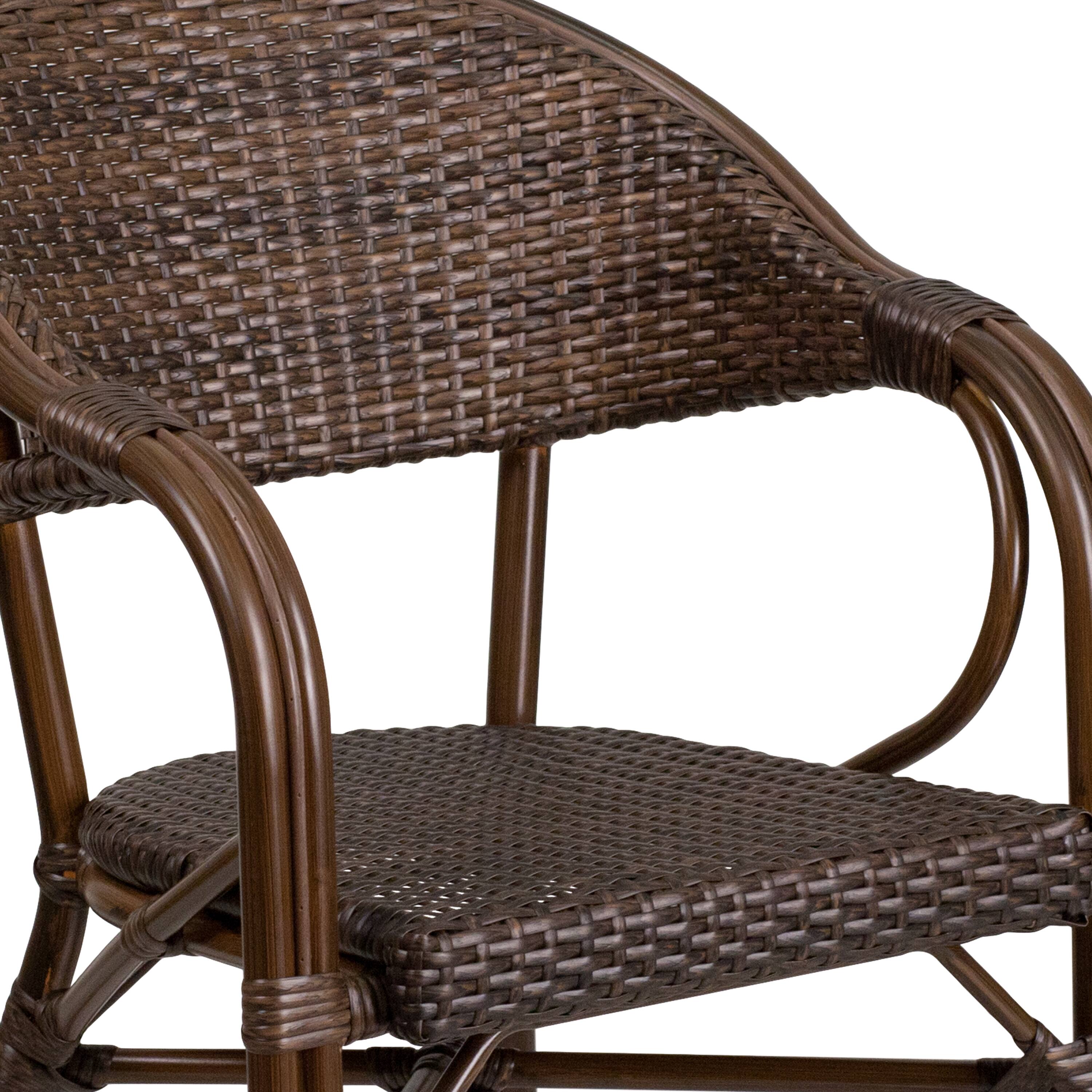 Alt View 8. Emma + Oliver - Rattan Restaurant Patio Bamboo-Aluminum Frame Chair with Open Back - Cocoa Rattan/Bamboo-Aluminum Frame.
