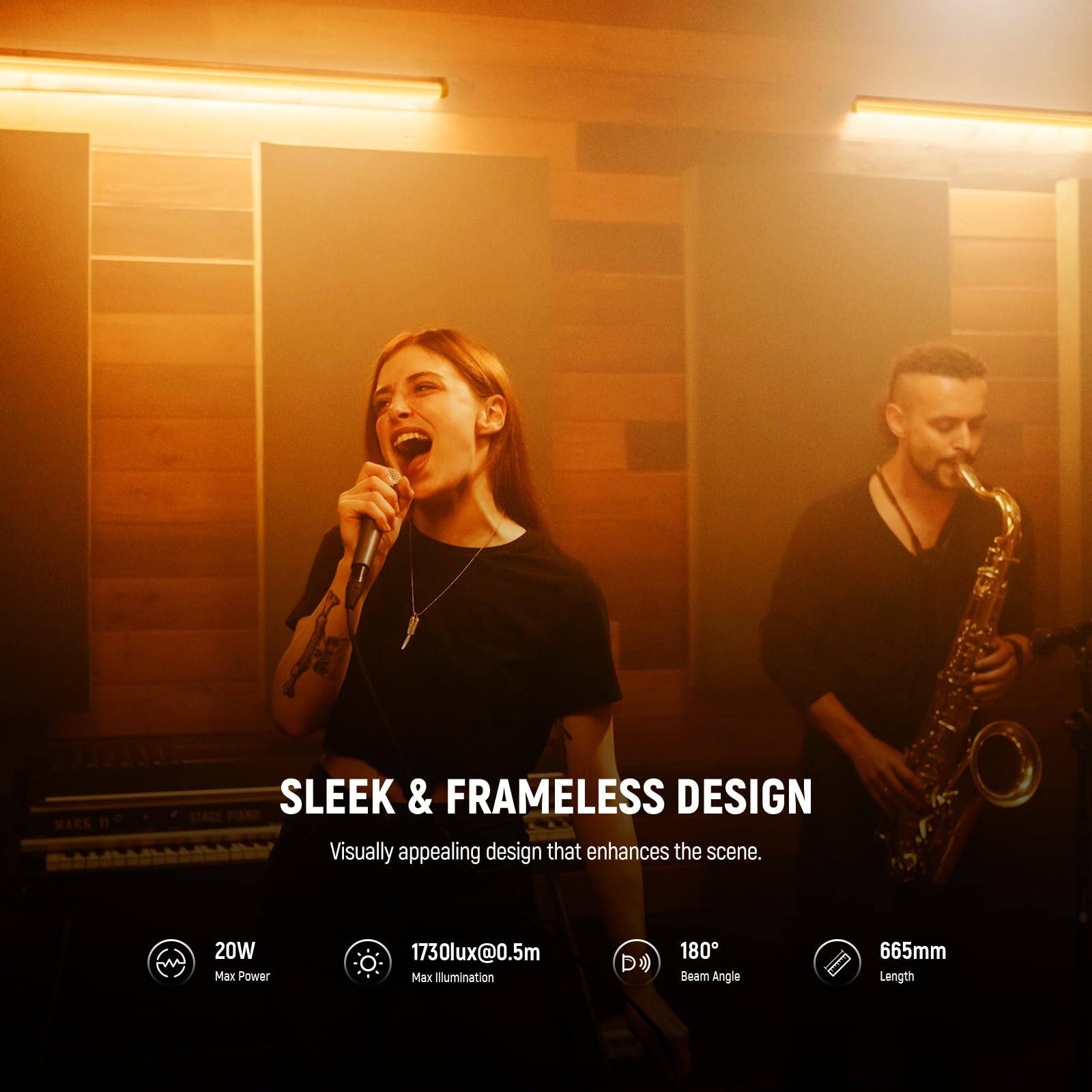 SLEEK & FRAMELESS DESIGN  
Visually appealing design that enhances the scene.  

- 20W Max Power  
- 1730lux@0.5m Max Illumination  
- 180° Beam Angle  
- 665mm Length