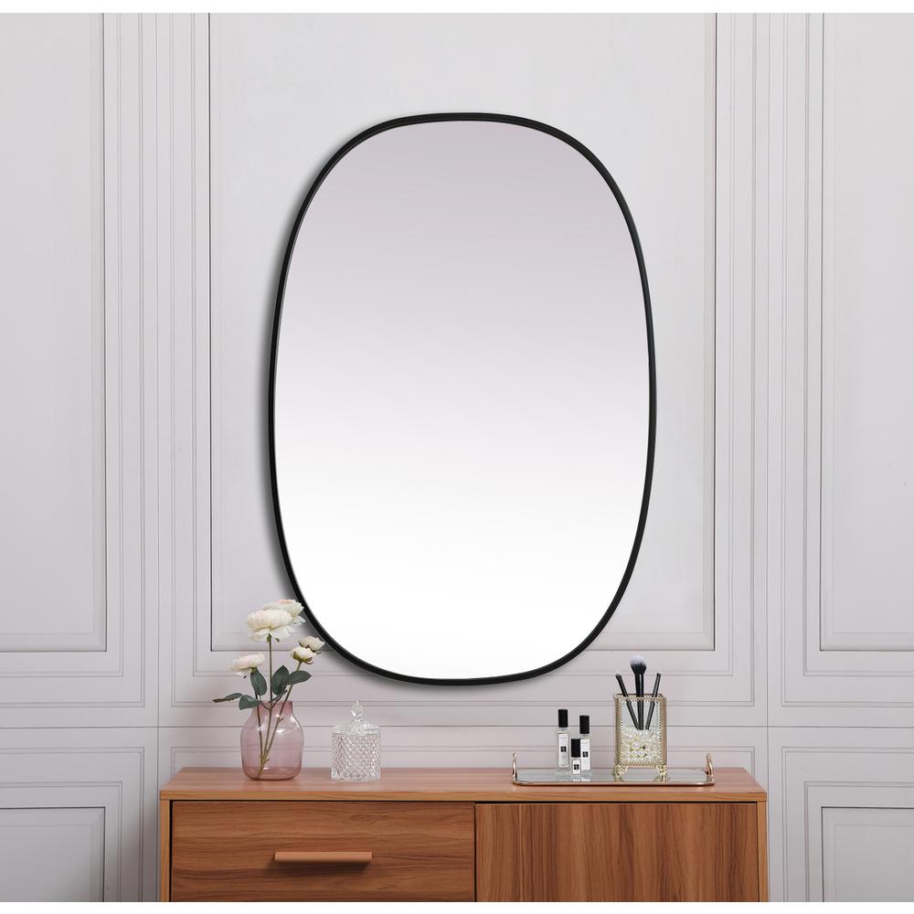 Alt View 8. Elegant Decor - Metal Frame Oval Mirror 27x40 Inch in Black - Black.