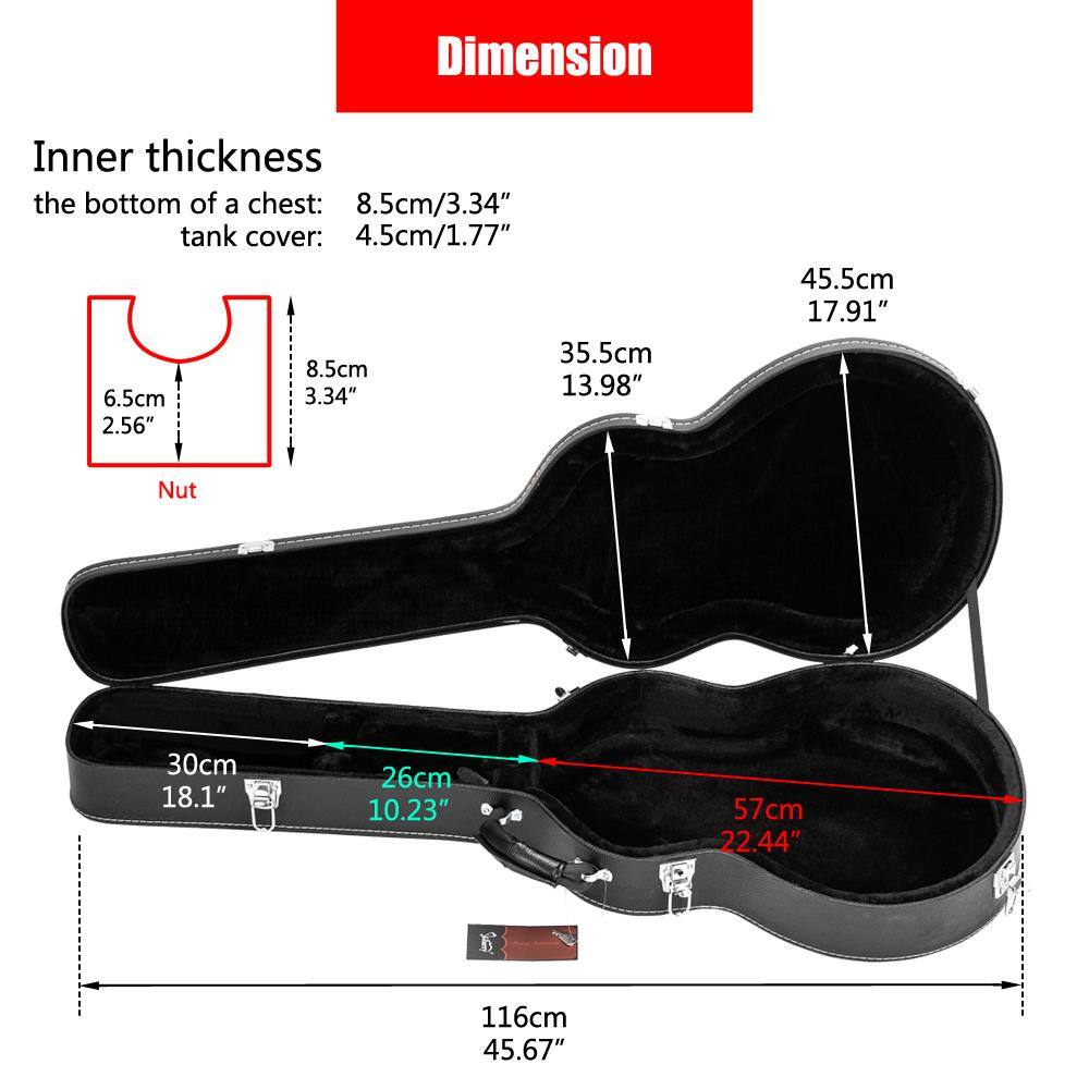 Sure, here is the corrected and grouped text from the image:

---

**Dimension**

**Inner thickness**  
- the bottom of a chest: 8.5cm / 3.34"  
- tank cover: 4.5cm / 1.77"  

**Nut**  
- 6.5cm / 2.56"  

**Dimensions**  
- 35.5cm / 13.98"  
- 45.5cm / 17.91"  
- 30cm / 18.1"  
- 26cm / 10.23"  
- 57cm / 22.44"  
- 116cm / 45.67"  

---