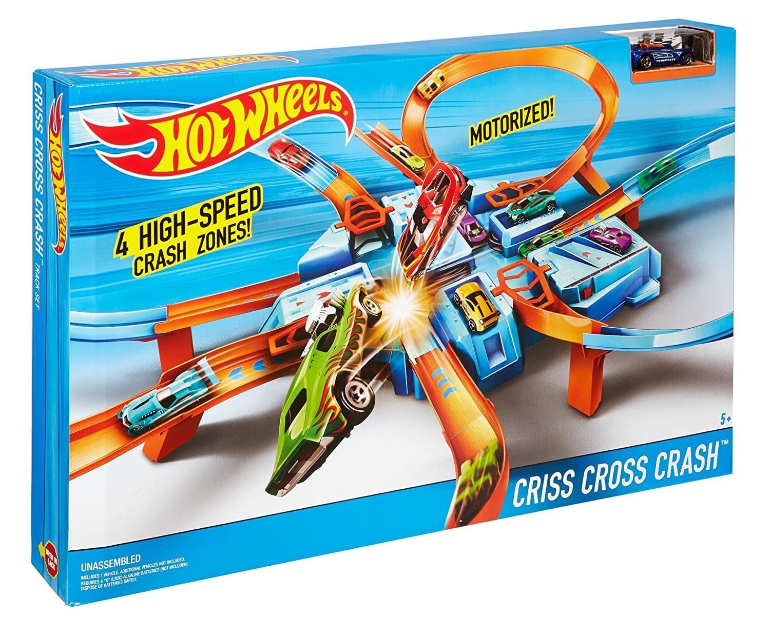 Hot Wheels Criss Cross Crash Motorized Track Set, Figure Eight