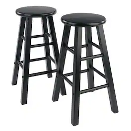 FurniFact - Wooden Barstools – Set of 2 Stools for Kitchen Counter or Bar - Black