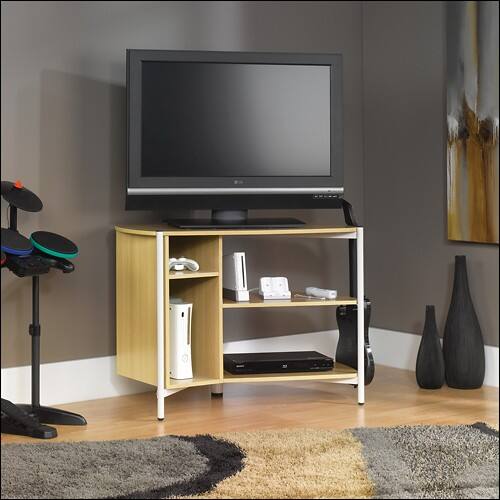 Angle Standard. Sauder - Chatter 40'' Studio Edge Panel TV Stand in Rice and White Oak Chatter 40'' Studio Edge Panel TV Stand in Rice and White Oak.