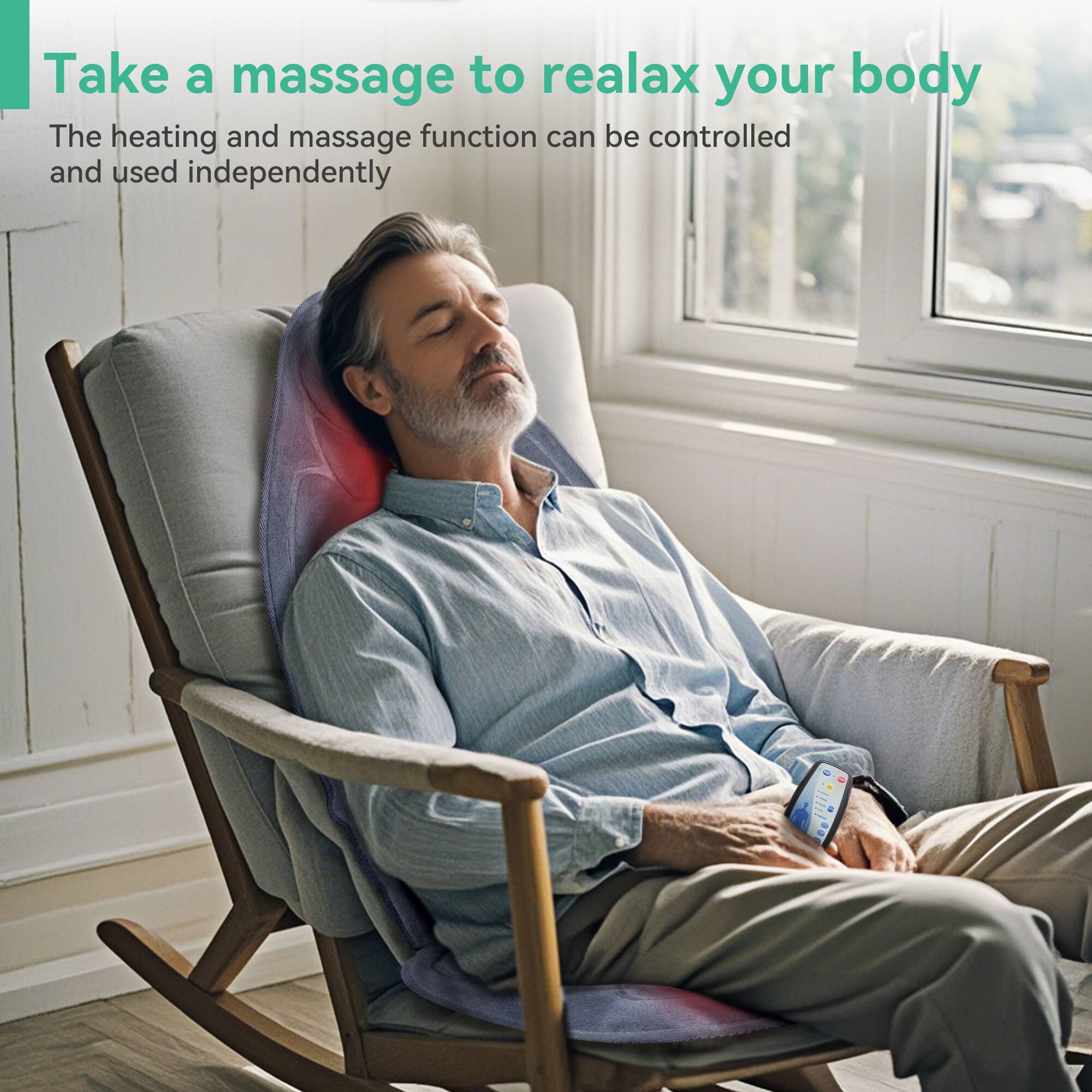 Take a massage to relax your body. The heating and massage function can be controlled and used independently.