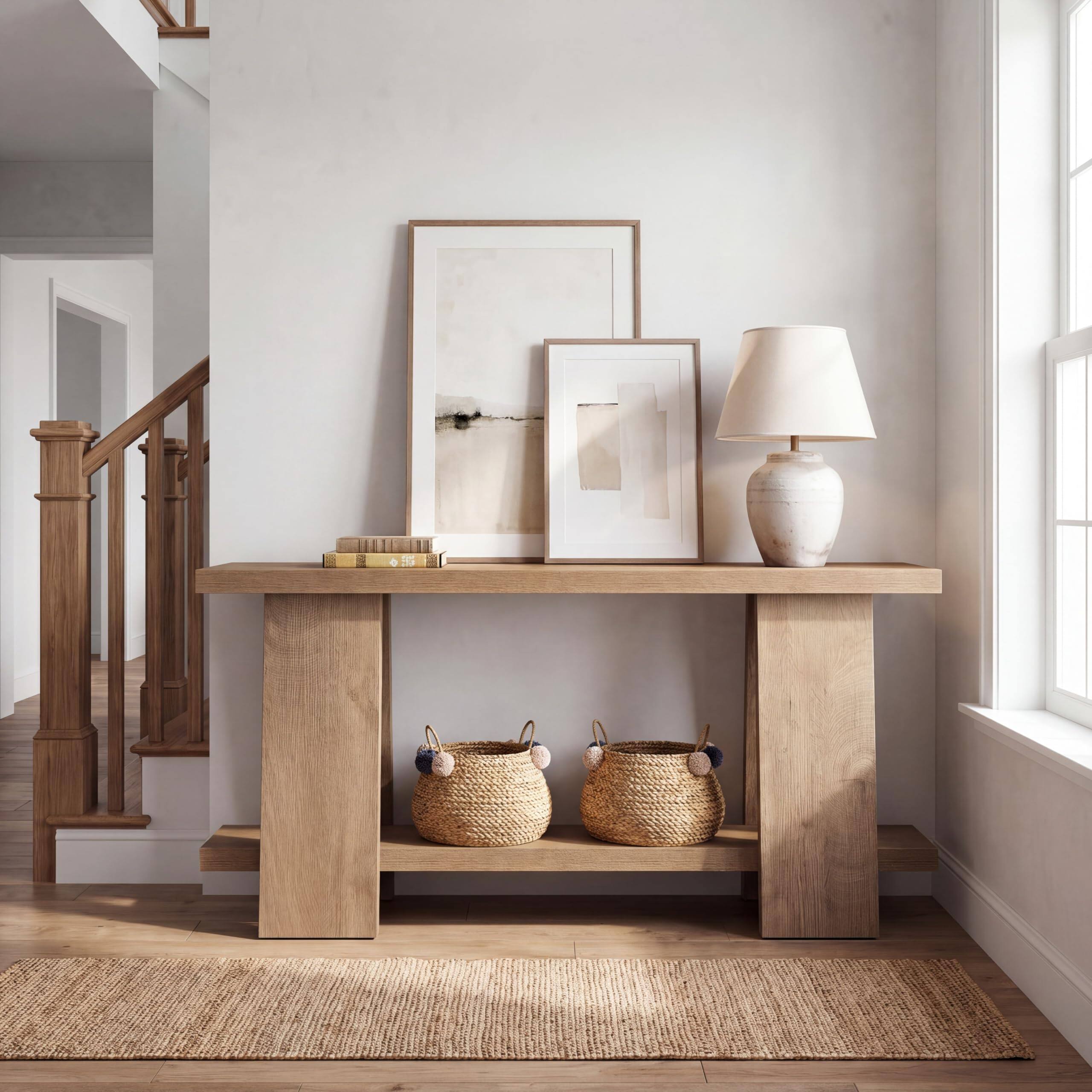 Back. Tribesigns - 70.9-Inch Long Console Table, 2-Tier Narrow Sofa Table Behind the Couch for Living Room, Entryway, Hallway (Natural) - Natural.