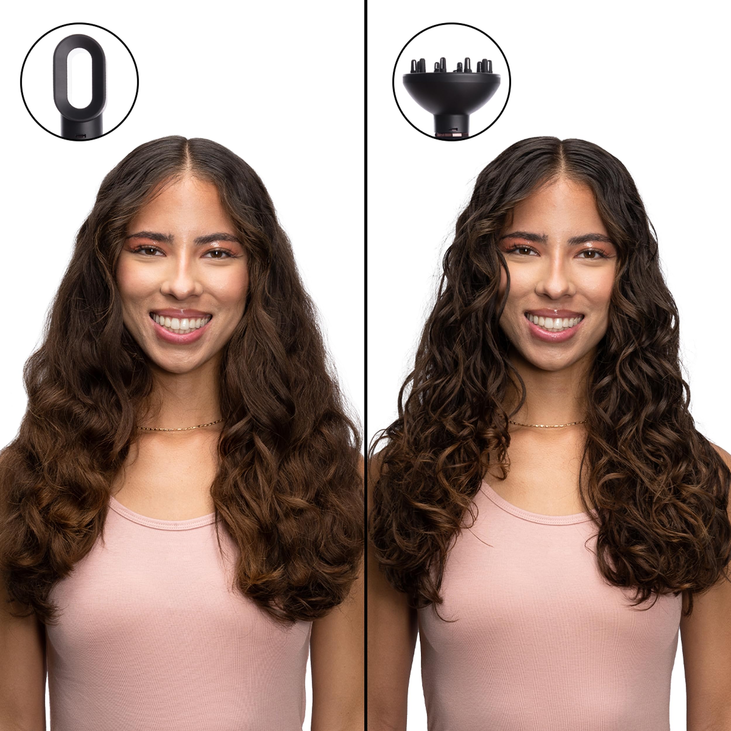 Alt View 6. Dazzling Pops - Super Styler dryer Brush Set Diffuser Blowout brush Curling Drying Cylinder Voluminous Frizz free Hair - Black - Rose Gold 5-in-1 Super Styler Pro Plus.