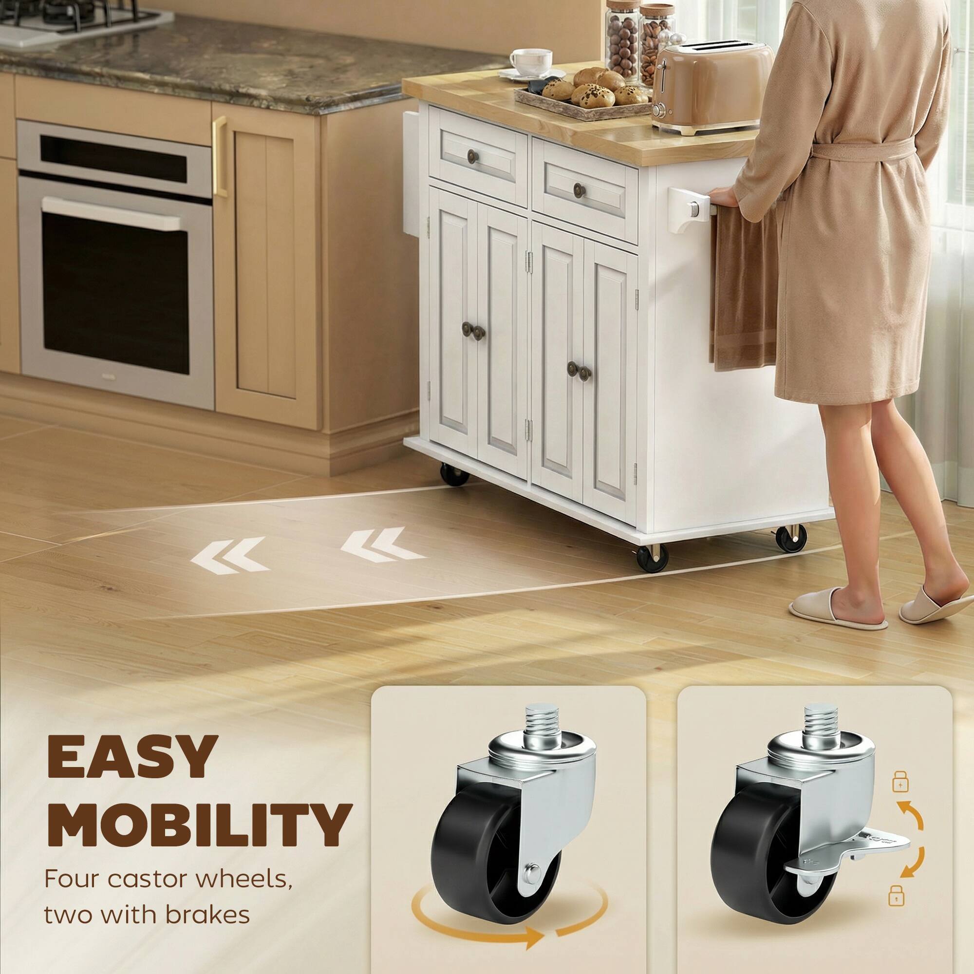 EASY MOBILITY  
Four caster wheels, two with brakes