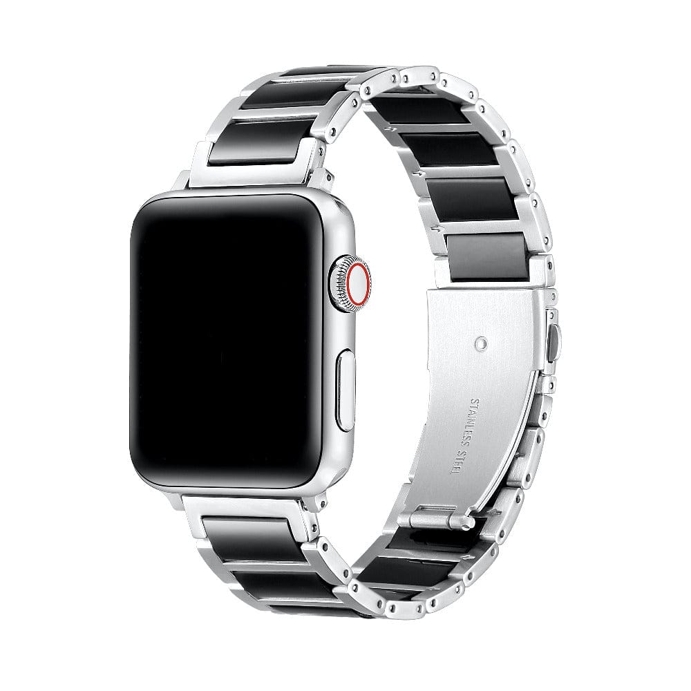 Posh Tech - Alec Stainless Steel + Resin Band for Apple Watch - Silver/Black