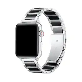 Posh Tech - Alec Stainless Steel + Resin Band for Apple Watch - Silver/Black