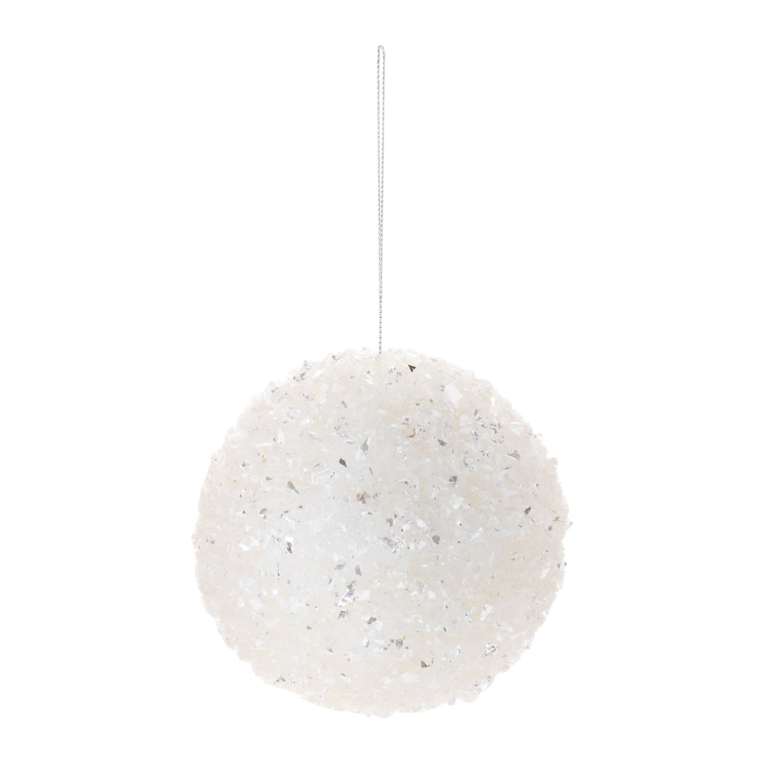 Angle. BreeBe - Sequin Ball Ornament (Set of 6) - White.