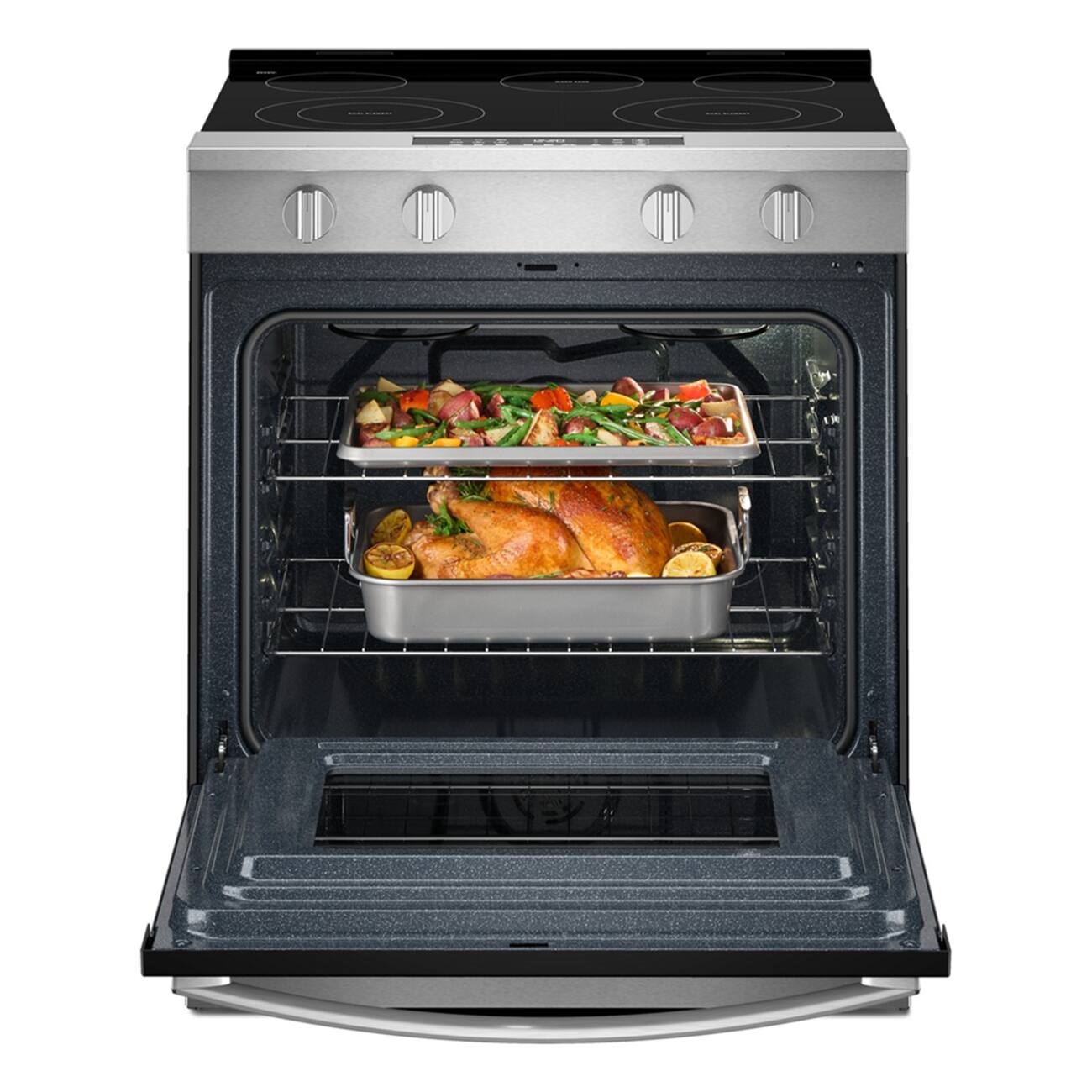 Alt View 9. Whirlpool - 30 in. Wide 5 elements 5.3 cu. ft. Slide-In Electric Range with No Preheat and Slow Cook Modes - Stainless Steel.