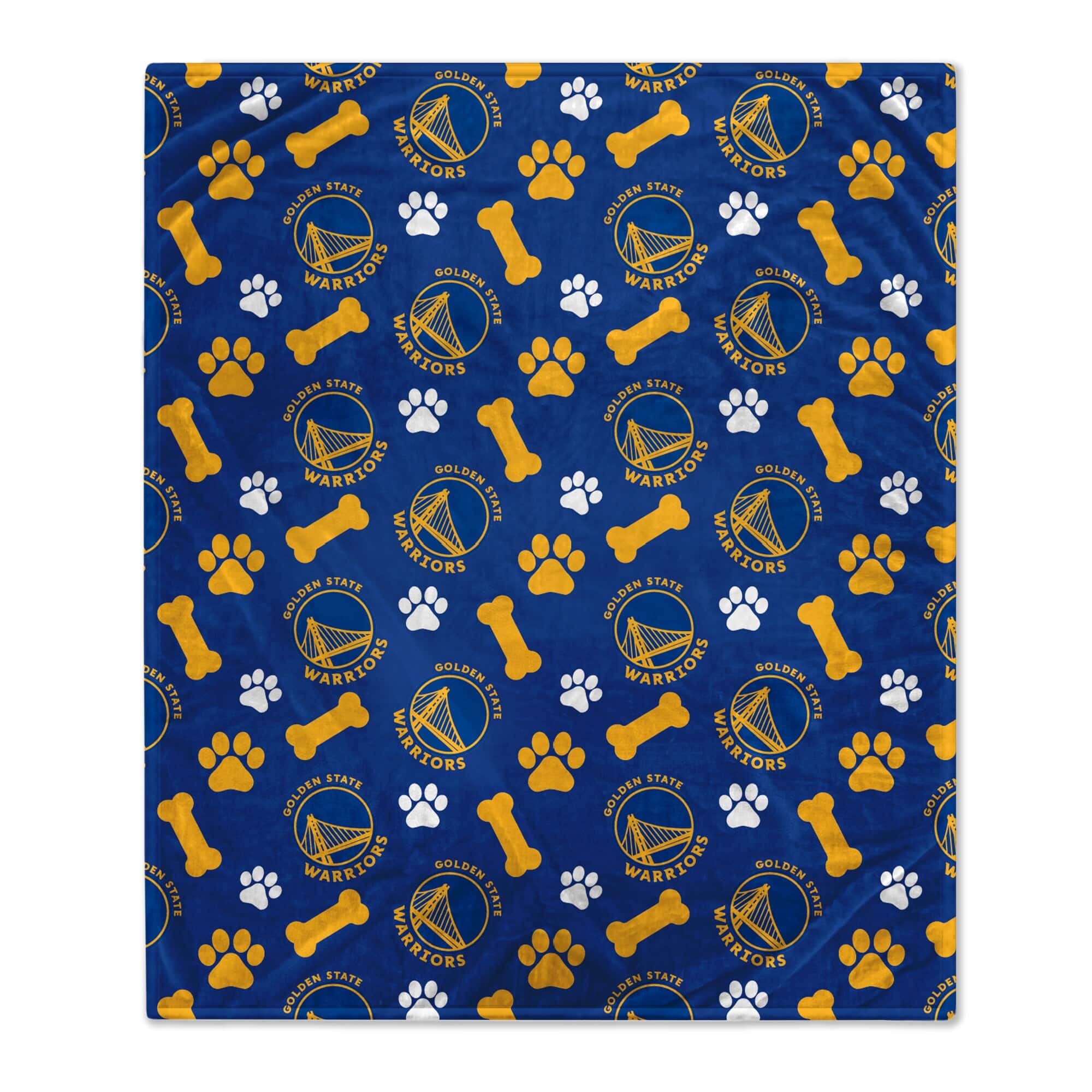 Pegasus - Golden State Warriors 40" x 50" Lightweight Bones Flannel Fleece Pet Blanket - Blue