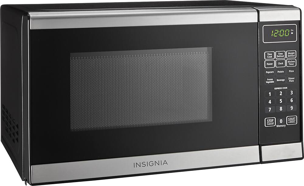 Angle. Insignia™ - 0.7 Cu. Ft. Compact Microwave - Stainless steel.