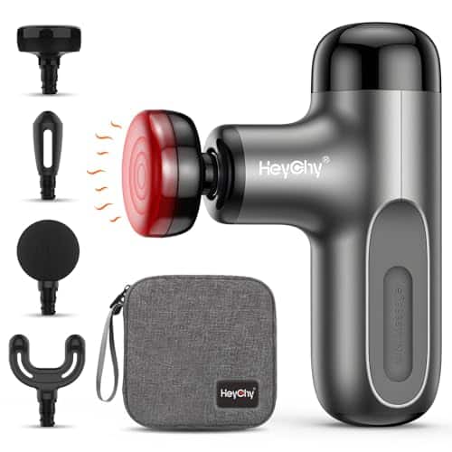 DORLUKFU - Mini Massage Gun with Heat, Deep Tissue Massage Gun, Portable Percussion Muscle Massager with 4 Massage Heads for