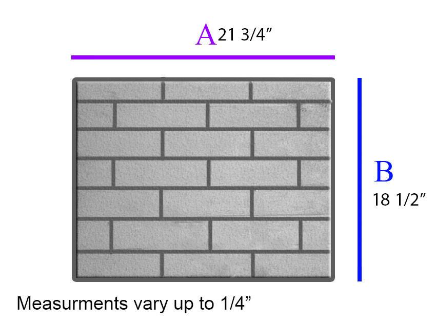 A 21 3/4"  
B 18 1/2"  
Measurements vary up to 1/4"