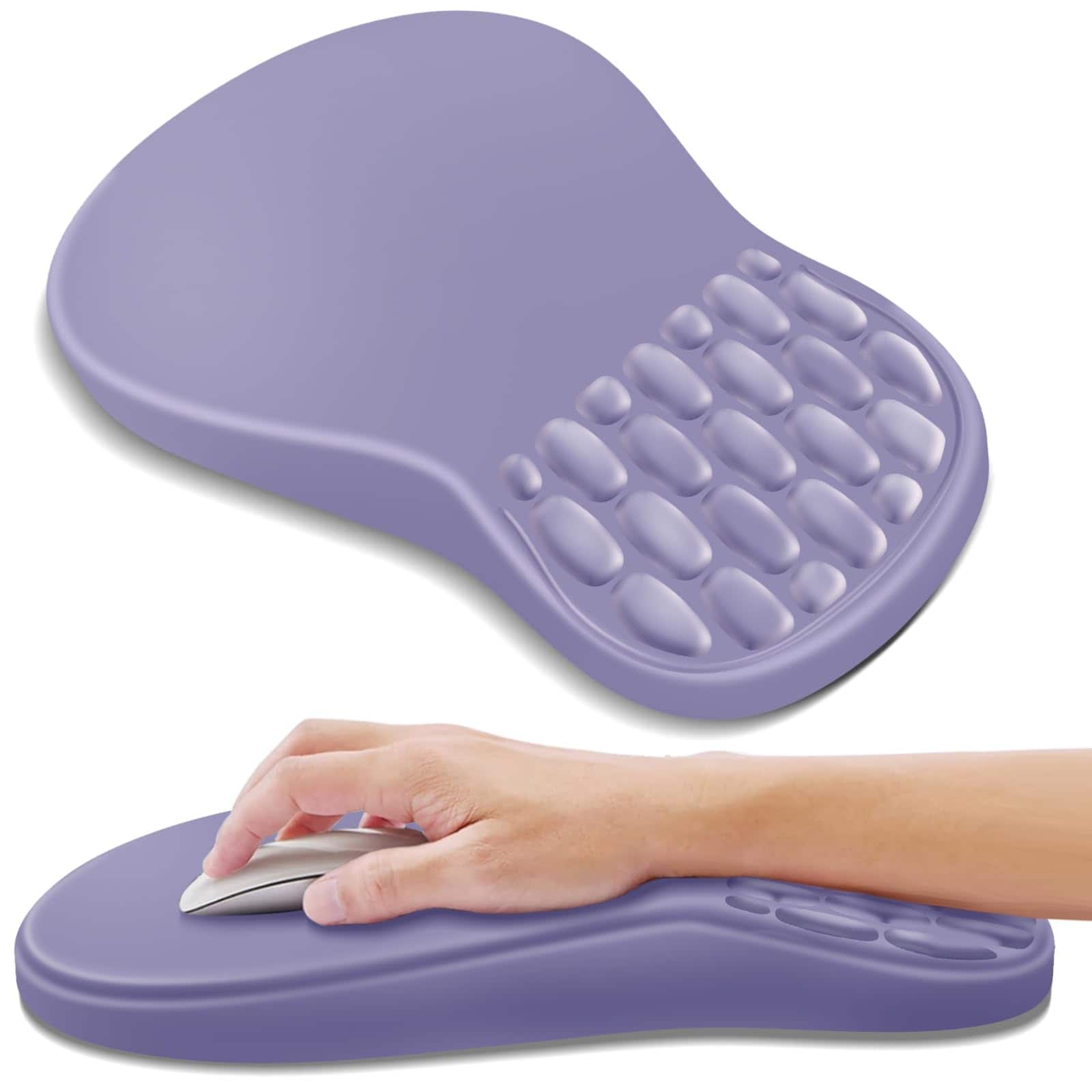 Earthley Blooms - Mouse Pad With Wrist Rest Support Mousepad Comfortable Memory Foam And Non-slip Pu Base For Computer Laptop - Purple