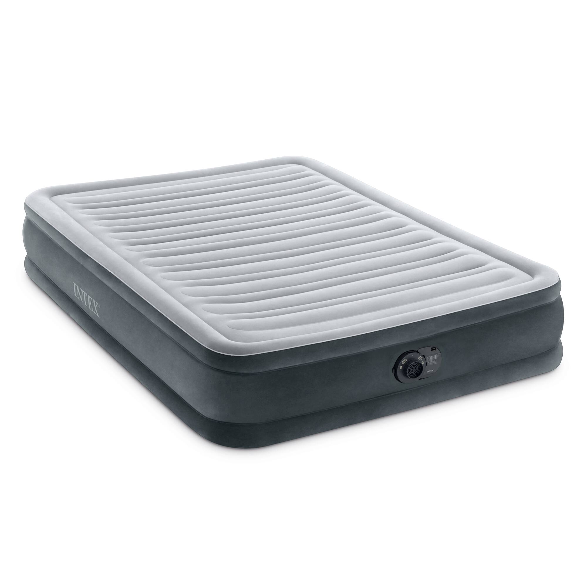Alt View 8. Intex - Intex Comfort Deluxe Dura-Beam Plush Air Mattress Bed with Built-In Pump, Full - Grey.