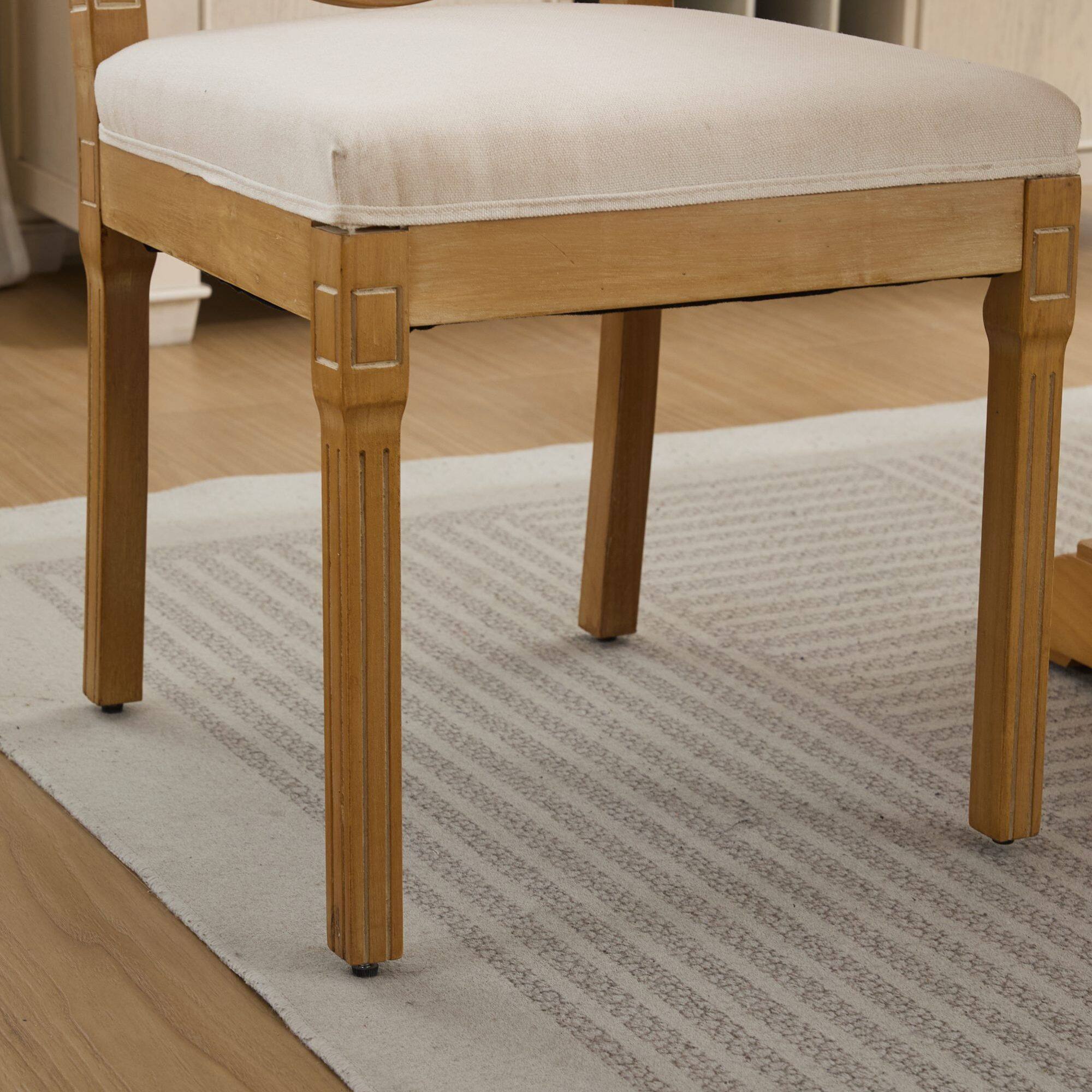 Alt View 9. GOODSILO - Solid Wood Rattan-Back Dining Chairs with Linen Cushion, Set of 2 for Rustic and Natural Style Dining Rooms and Cafés - Beige.